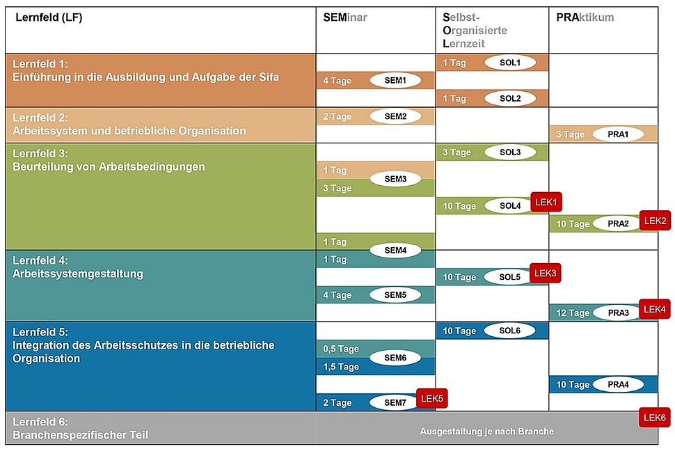 Schema des Ablaufs der Sifa-Ausbildung
